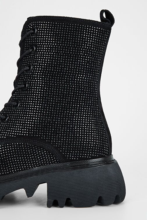 Valmenti Kadın Siyah Süet Hakiki Deri Casual Bot - Görsel 6