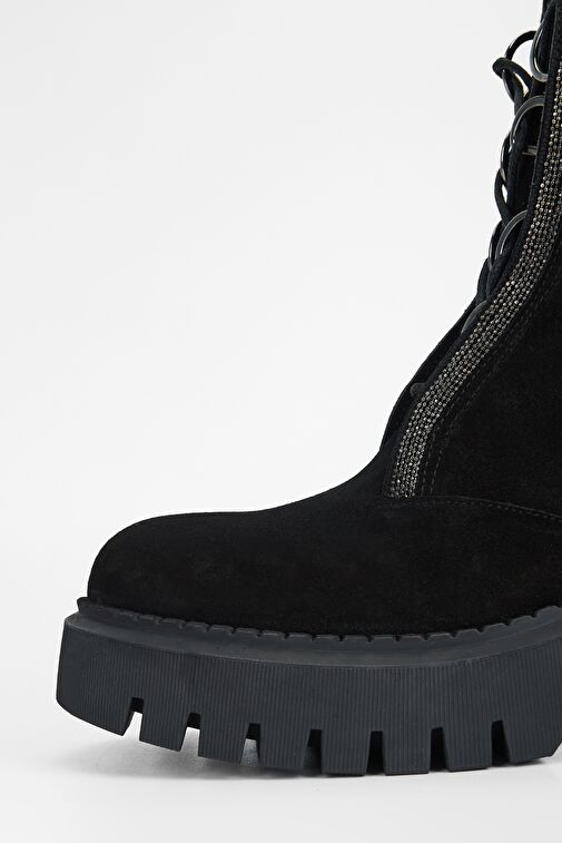 Valmenti Kadın Siyah Süet Hakiki Deri Casual Bot - Görsel 5