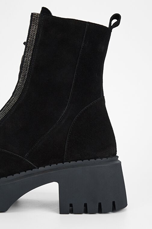 Valmenti Kadın Siyah Süet Hakiki Deri Casual Bot - Görsel 6