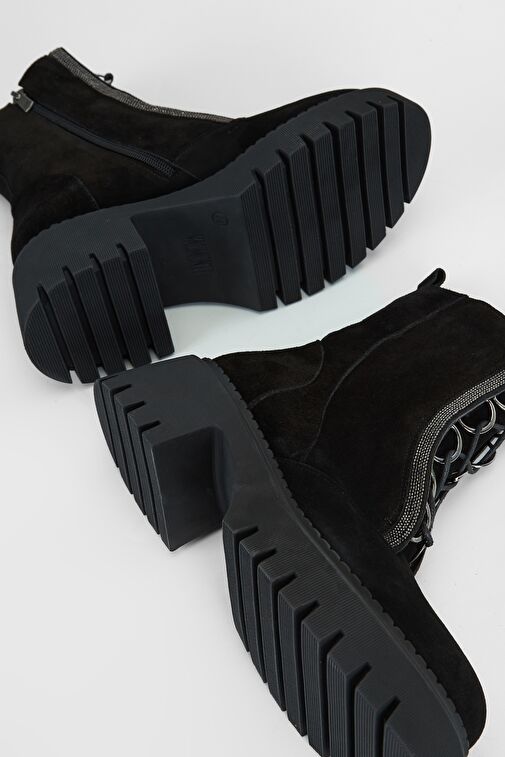 Valmenti Kadın Siyah Süet Hakiki Deri Casual Bot - Görsel 7