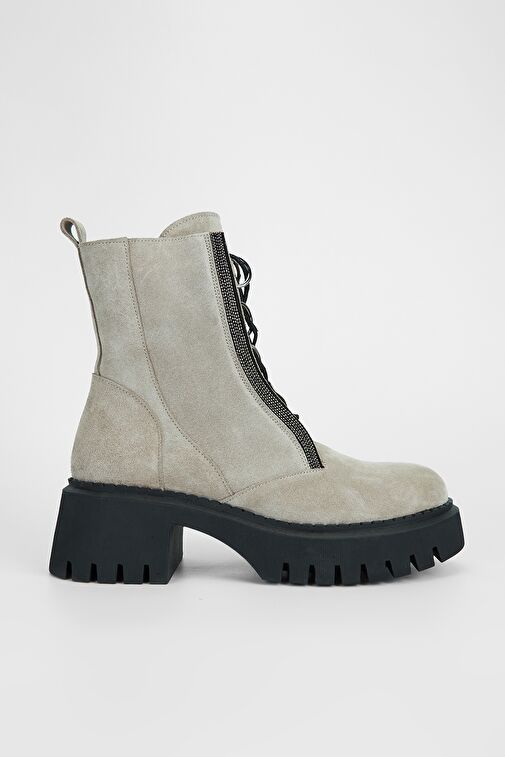 Valmenti Kadın Bej Süet Hakiki Deri Casual Bot - Görsel 2