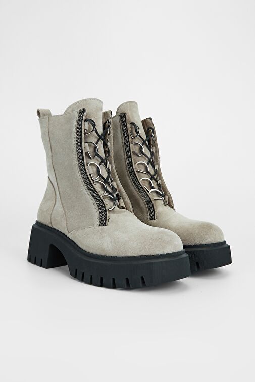 Valmenti Kadın Bej Süet Hakiki Deri Casual Bot - Görsel 3