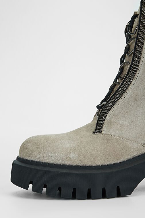 Valmenti Kadın Bej Süet Hakiki Deri Casual Bot - Görsel 5