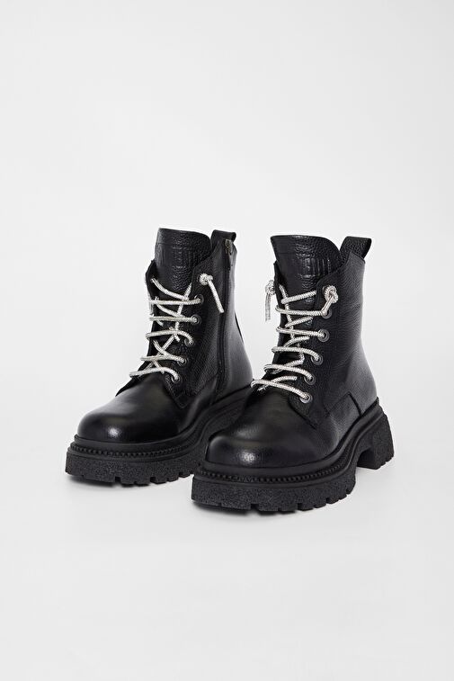 Valmenti Kadın Siyah Hakiki Deri Casual Bot - Görsel 3