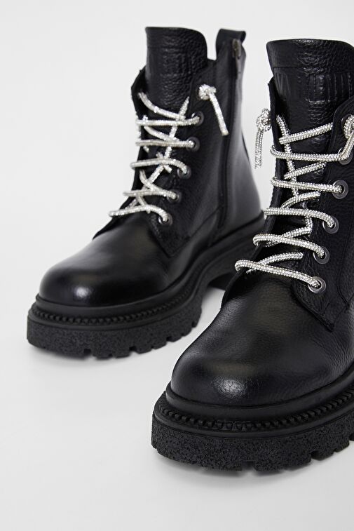 Valmenti Kadın Siyah Hakiki Deri Casual Bot - Görsel 4