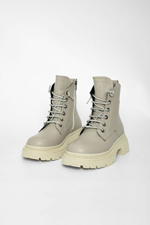 Valmenti Kadın Bej Hakiki Deri Casual Bot - Görsel 3