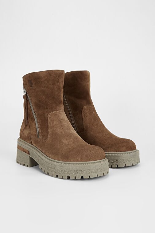 Valmenti Anya Kadın Taba Süet Hakiki Deri Casual Bot - Görsel 3