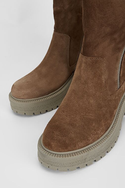 Valmenti Anya Kadın Taba Süet Hakiki Deri Casual Bot - Görsel 4