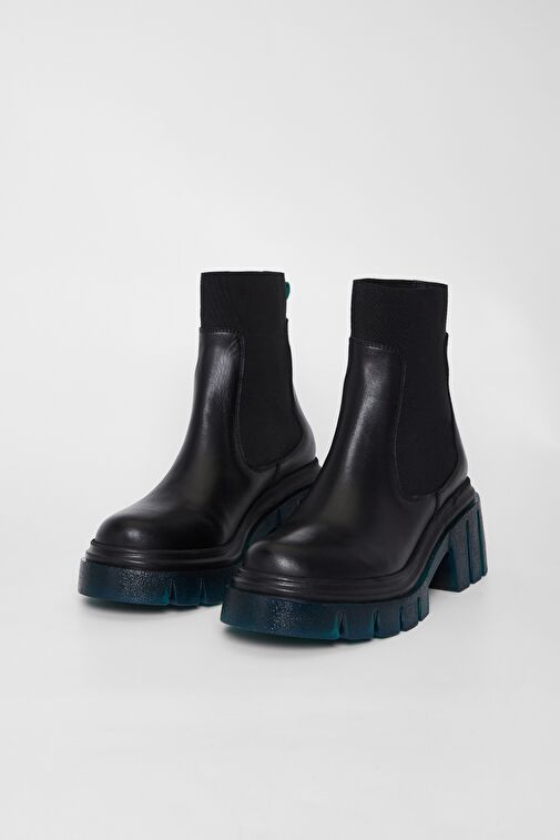 Valmenti Kadın Siyah/yeşil Hakiki Deri Casual Bot - Görsel 3