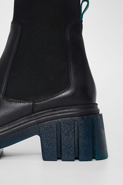 Valmenti Kadın Siyah/yeşil Hakiki Deri Casual Bot - Görsel 5