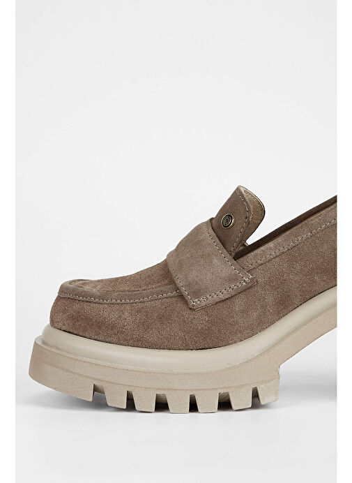 Tamer Tanca Kadın Hakiki Deri Bej Makosen Ayakkabı - Görsel 4