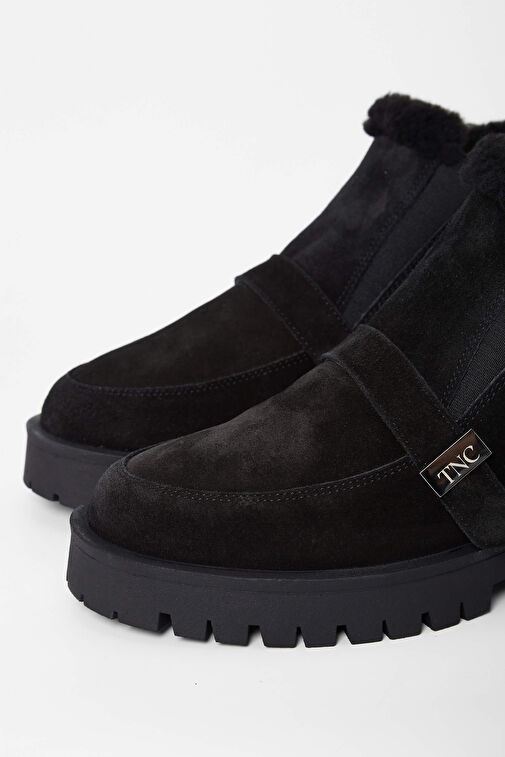 Tamer Tanca Kadın Hakiki Deri Siyah Süet Casual Bot - Görsel 4