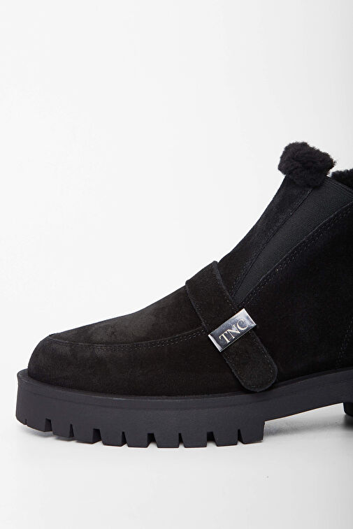 Tamer Tanca Kadın Hakiki Deri Siyah Süet Casual Bot - Görsel 5