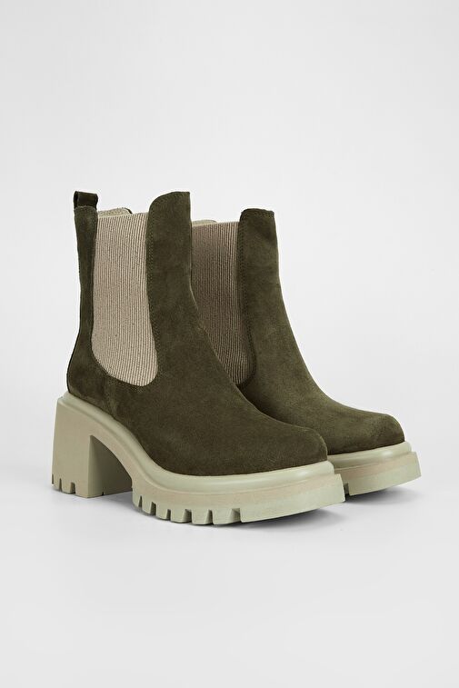 Valmenti Kadın Haki Süet Hakiki Deri Casual Bot - Görsel 3