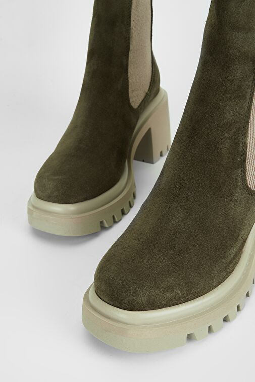 Valmenti Kadın Haki Süet Hakiki Deri Casual Bot - Görsel 4