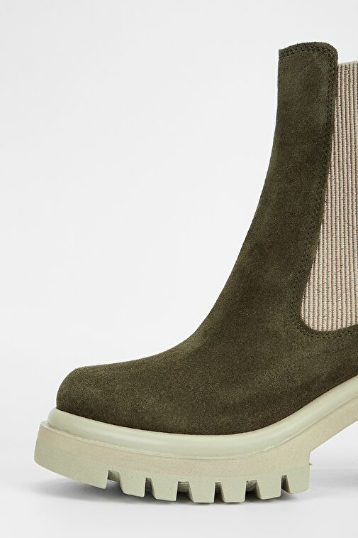 Valmenti Kadın Haki Süet Hakiki Deri Casual Bot - Görsel 5