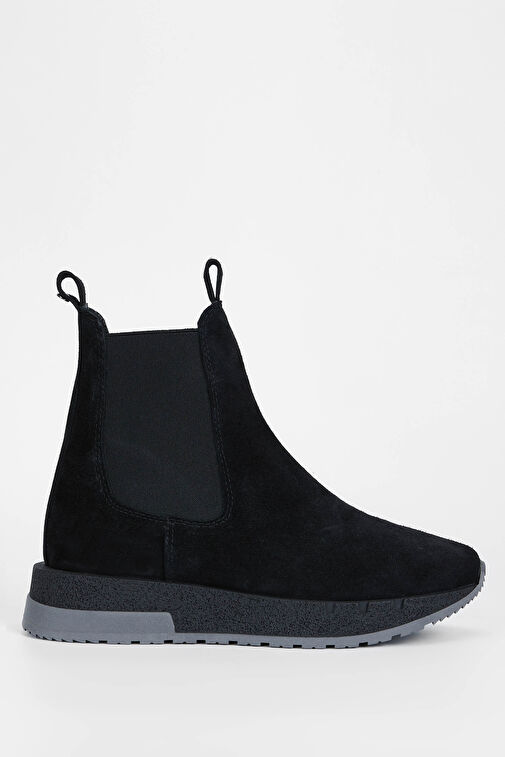 Tamer Tanca Kadın Hakiki Deri Siyah Süet Casual Bot - Görsel 2