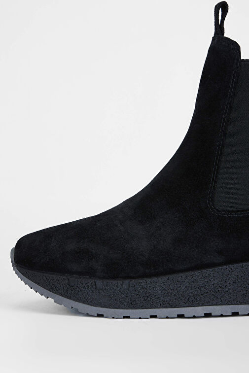 Tamer Tanca Kadın Hakiki Deri Siyah Süet Casual Bot - Görsel 5