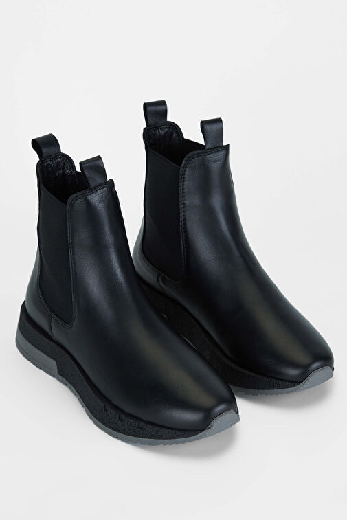 Tamer Tanca Kadın Hakiki Deri Siyah Deri Casual Bot - Görsel 3