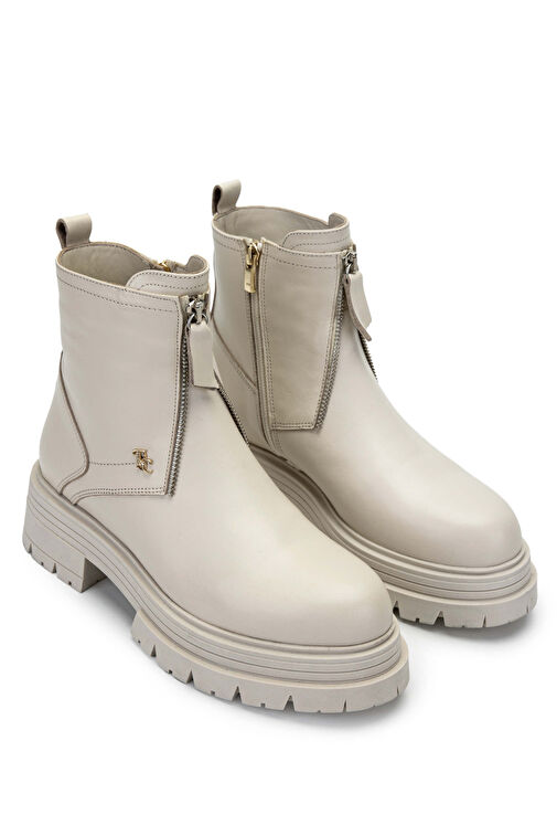 Tamer Tanca Kadın Hakiki Deri Bej Casual Bot - Görsel 3