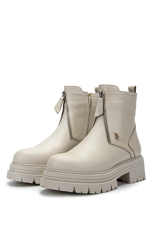 Tamer Tanca Kadın Hakiki Deri Bej Casual Bot - Görsel 6