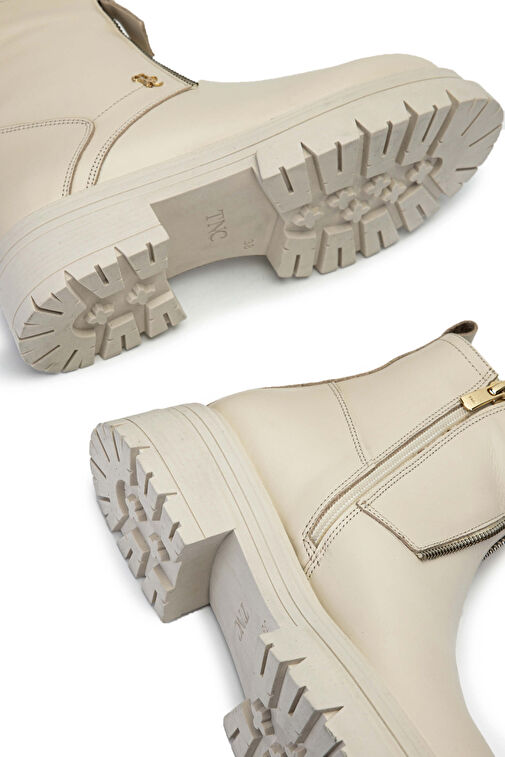 Tamer Tanca Kadın Hakiki Deri Bej Casual Bot - Görsel 9