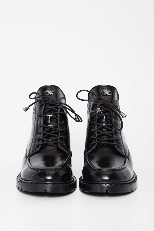 Tamer Tanca Kadın Hakiki Deri Siyah Rugan Casual Bot - Görsel 7