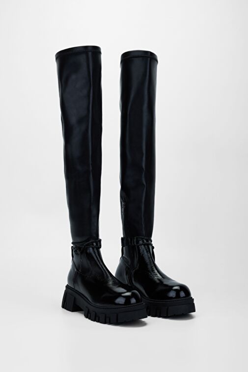 Valmenti Kadın Siyah Hakiki Deri Çizme - Görsel 3