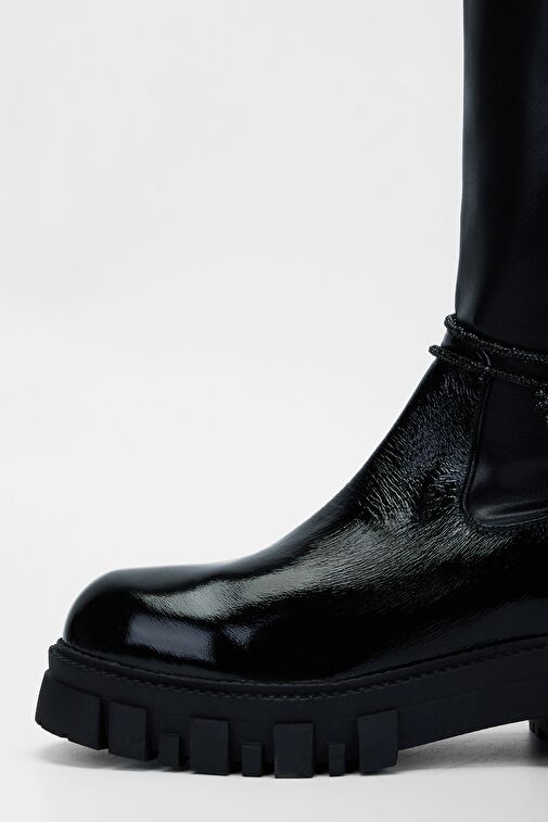 Valmenti Kadın Siyah Hakiki Deri Çizme - Görsel 4