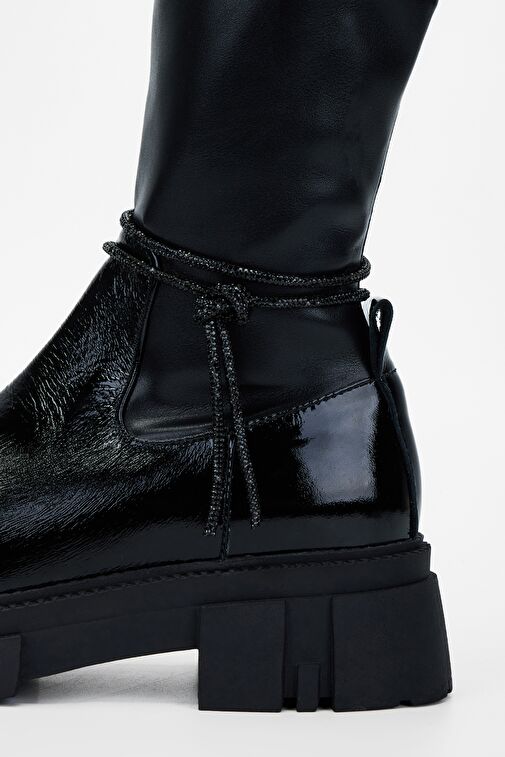 Valmenti Kadın Siyah Hakiki Deri Çizme - Görsel 5