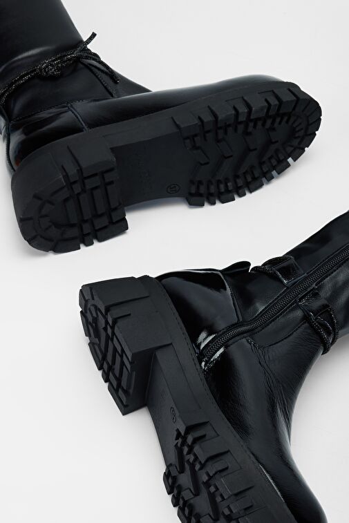 Valmenti Kadın Siyah Hakiki Deri Çizme - Görsel 6