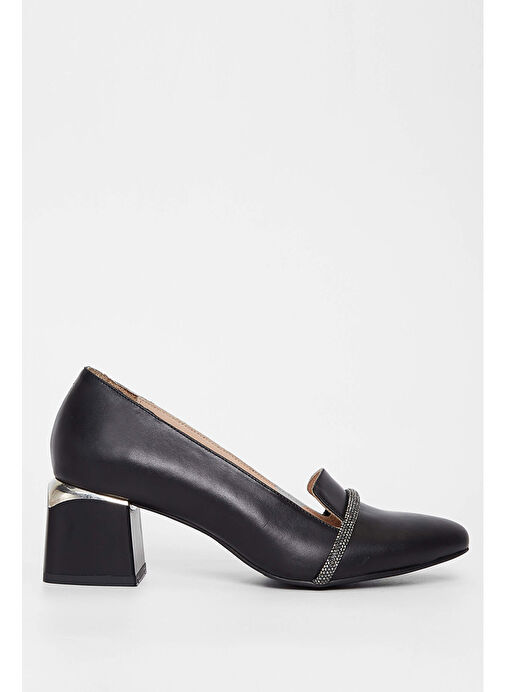 Tamer Tanca Kadın Hakiki Deri Siyah Topuklu Ayakkabı - Görsel 2