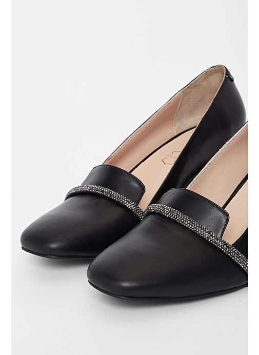 Tamer Tanca Kadın Hakiki Deri Siyah Topuklu Ayakkabı - Görsel 4