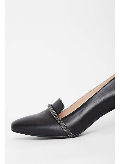 Tamer Tanca Kadın Hakiki Deri Siyah Topuklu Ayakkabı - Görsel 5