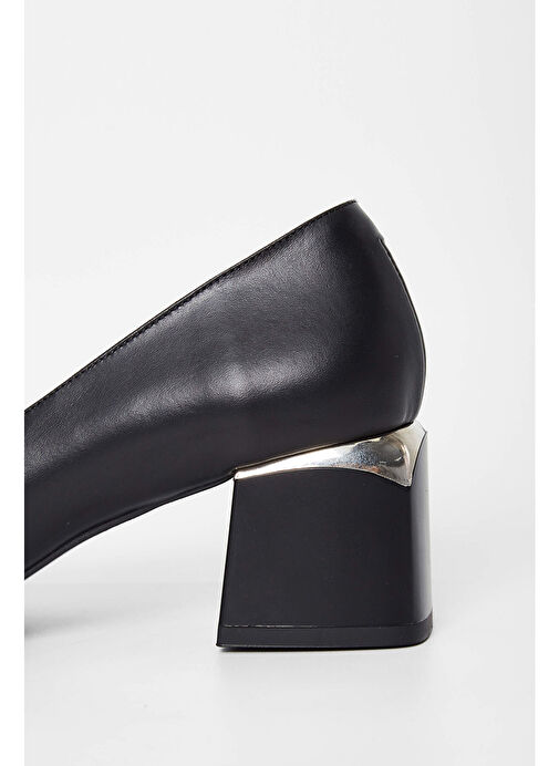 Tamer Tanca Kadın Hakiki Deri Siyah Topuklu Ayakkabı - Görsel 6