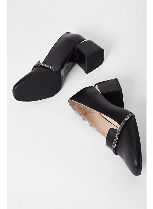 Tamer Tanca Kadın Hakiki Deri Siyah Topuklu Ayakkabı - Görsel 7