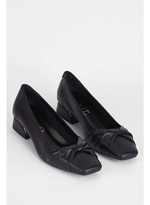 Tamer Tanca Kadın Hakiki Deri Siyah Deri Topuklu Ayakkabı - Görsel 3