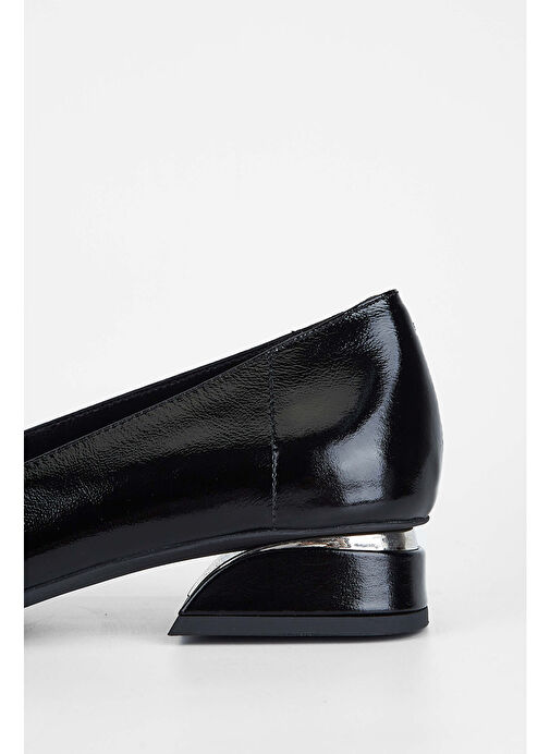 Tamer Tanca Kadın Hakiki Deri Siyah Rugan Topuklu Ayakkabı - Görsel 5