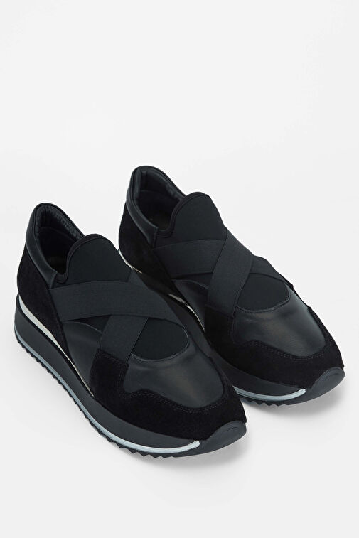 Tamer Tanca Kadın Hakiki Deri Siyah Deri Sneakers & Spor Ayakkabı - Görsel 2