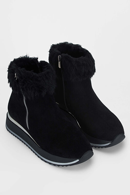 Tamer Tanca Kadın Hakiki Deri Siyah Süet Casual Bot - Görsel 3