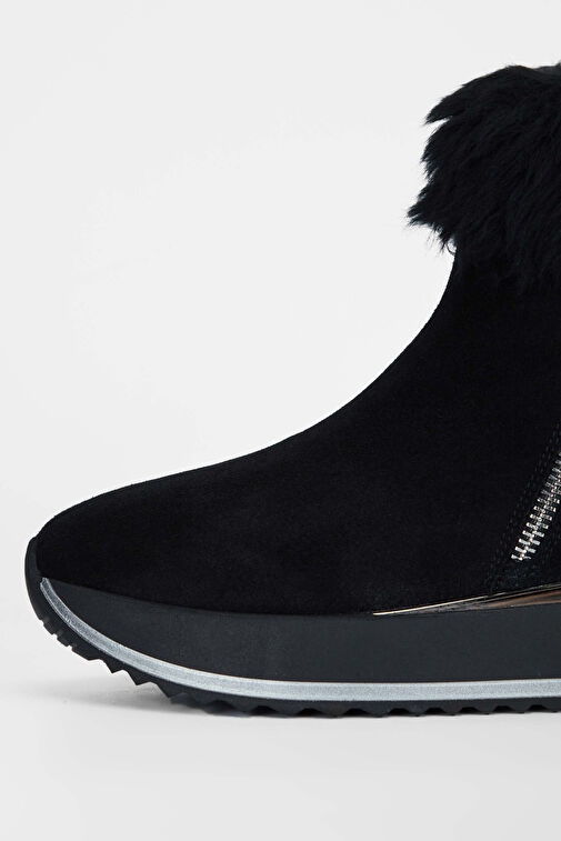 Tamer Tanca Kadın Hakiki Deri Siyah Süet Casual Bot - Görsel 5