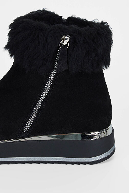 Tamer Tanca Kadın Hakiki Deri Siyah Süet Casual Bot - Görsel 6