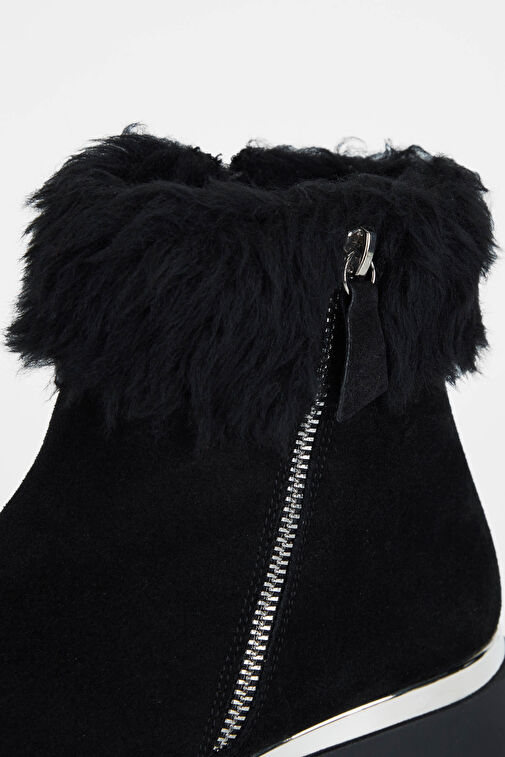 Tamer Tanca Kadın Hakiki Deri Siyah Süet Casual Bot - Görsel 7