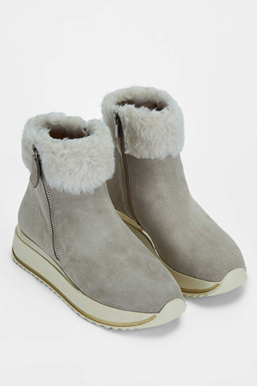 Tamer Tanca Kadın Hakiki Deri Bej Casual Bot - Görsel 2