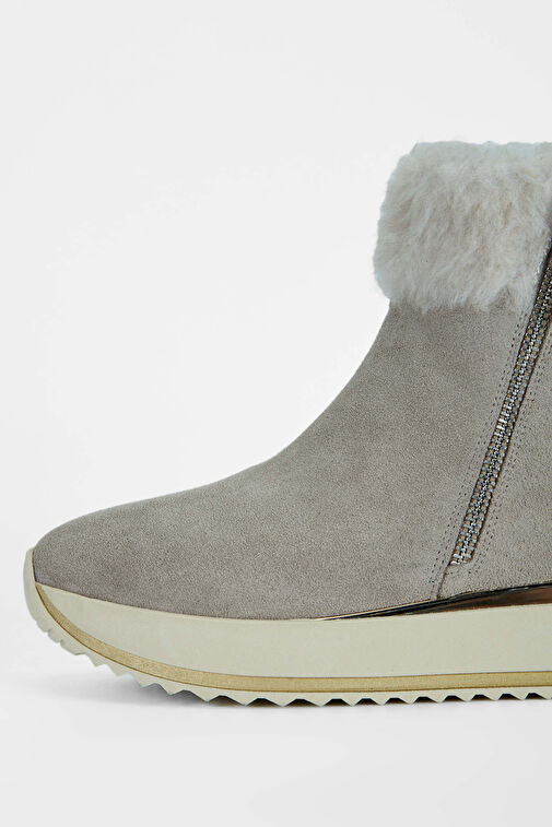 Tamer Tanca Kadın Hakiki Deri Bej Casual Bot - Görsel 4