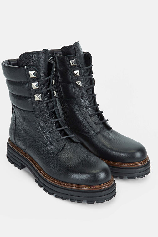 Tamer Tanca Kadın Hakiki Deri Siyah Casual Bot - Görsel 3