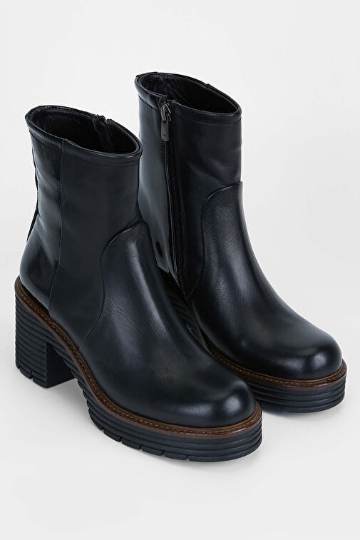 Tamer Tanca Kadın Hakiki Deri Siyah Analin Casual Bot - Görsel 3