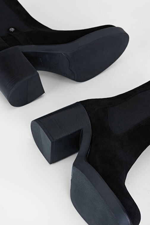 Tamer Tanca Kadın Hakiki Deri Siyah Süet Casual Bot - Görsel 7