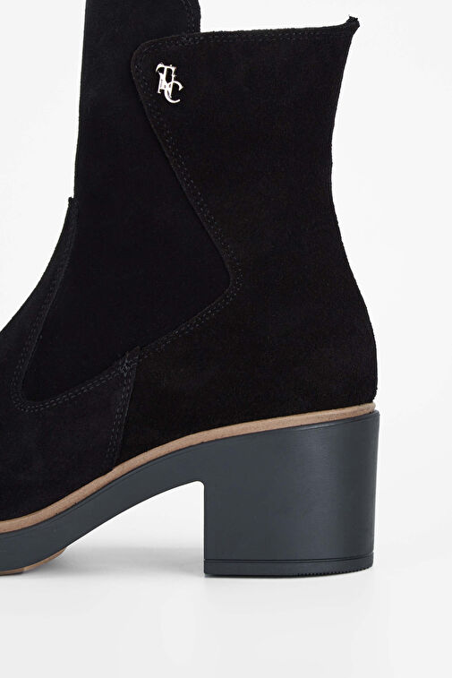 Tamer Tanca Kadın Hakiki Deri Siyah Süet Casual Bot - Görsel 5