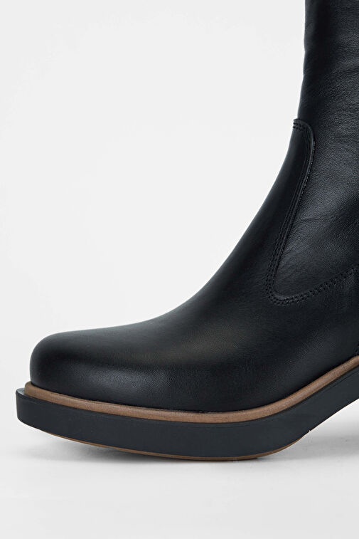 Tamer Tanca Kadın Hakiki Deri Siyah Deri Casual Bot - Görsel 4